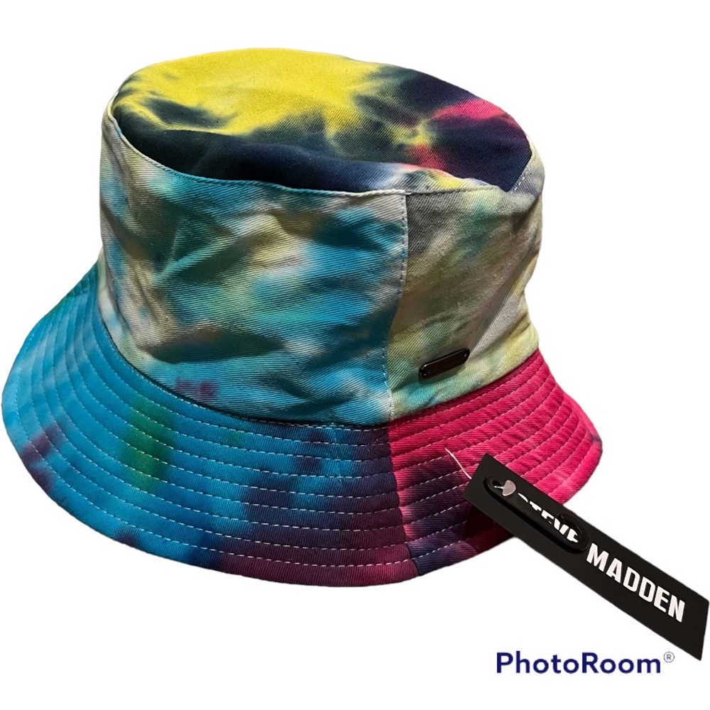 Reversible tie dye / solid navy cotton canvas bucket hat One Size NEW NWT